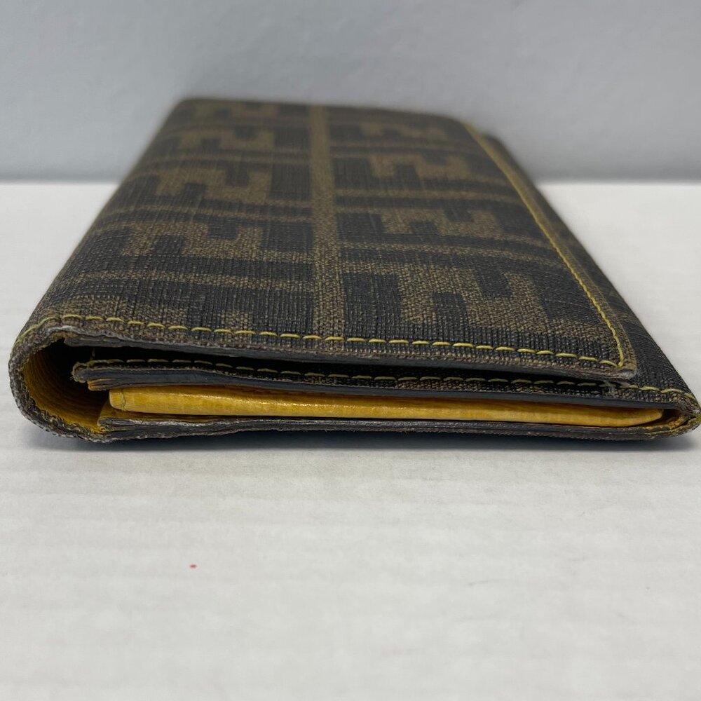 Fendi Tobacco/Yellow Zucca Coated Canvas & Leather Long Wallet - Preowned - Picture 6 of 15